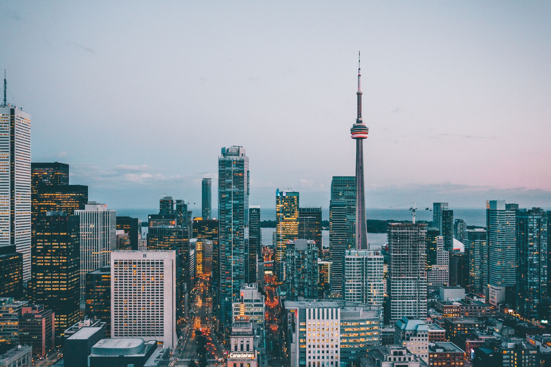 Toronto skyline at dusk